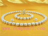 wholesale 8-9mm potaot pearl jewelry with zircon bridal set